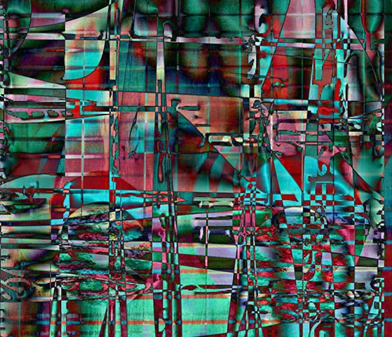 Computer art based off of a digital altered photograph of an Ancient Russian Manuscript page, and other digital altered photographs.