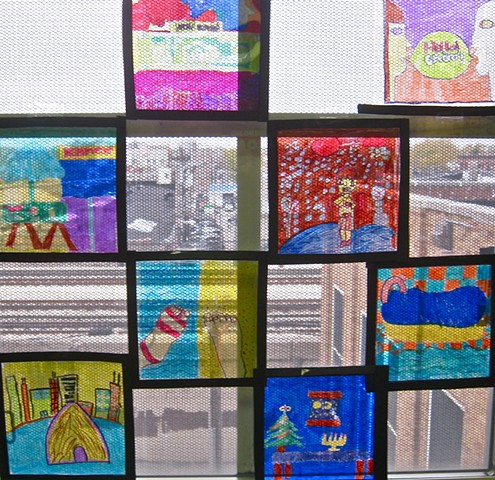 Goudy, Chicago School 6th grade Immigration Journey Project window display