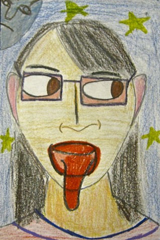 6th grade self-portraits as one of the Gorgon sisters, color pencil on paper  