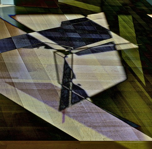 Digital altered photo of light reflection on wooden floor