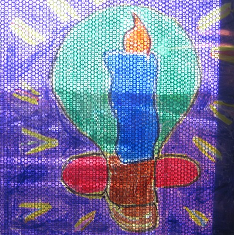 goudy, Chicago School 6th grade Immigration Journey Project, Candle in Light Bulb Window Display