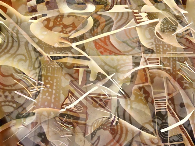 Computer art based off of digital photographs of details of New Ireland Sculptures and Javanese Batik cloth