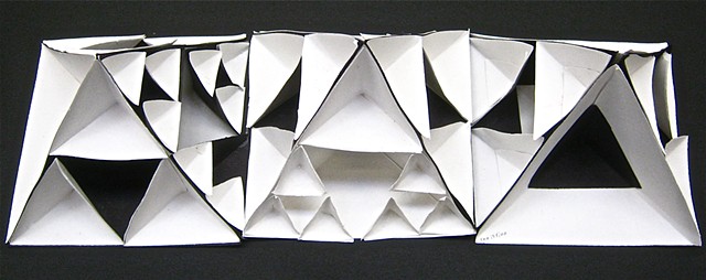 Black and white Sierpinski pyramid designed by 5th grader