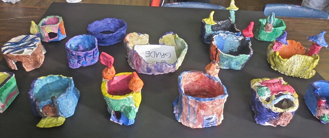 6th grade clay sculpture model of a castles