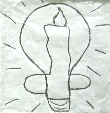 Goudy, Chicago School 6th grade Immigration Journey Project, Candle in Light Bulb