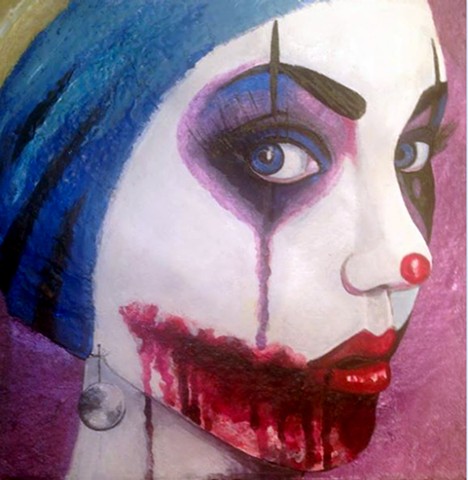 A satiric play of the classic "Girl with Pearl Earring" with "The Joker" from Batman