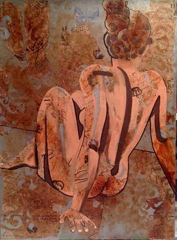 back view portrait of a nude woman