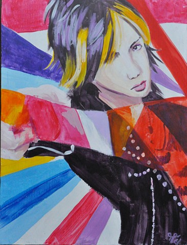 Portrait of Hiroto of AliceNine acrylic painting Elizabeth Peyton style 