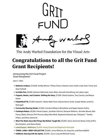 Hoesy Corona and Stephanie Mercedes (La Valentina Podcast) awarded an Andy Warhol Foundation's Grit Fund Grant 2022