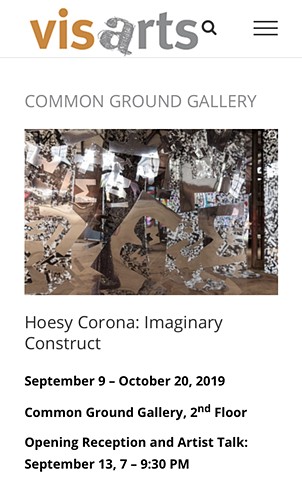  “Imaginary Construct” a solo presentation by Hoesy Corona at VisArts CommonGround Gallery