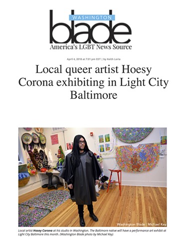 Hoesy Corona artist profile in The Washington Blade 