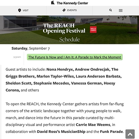Hoesy Corona included in “The Future is Now and I Am It: a Parade to Mark the Moment” curated by Carrie Mae Weems at The Kennedy Center’s The Reach (inauguration) Sept 7, 2019
