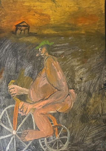 Fat Man on Bike after Mel