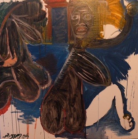 Two Black Women in a Blue Room (After Kerry James Marshall) 