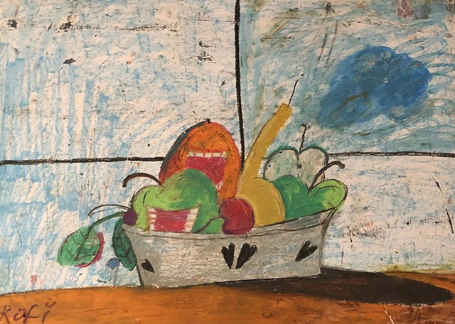 untitled fruit basket with mouths