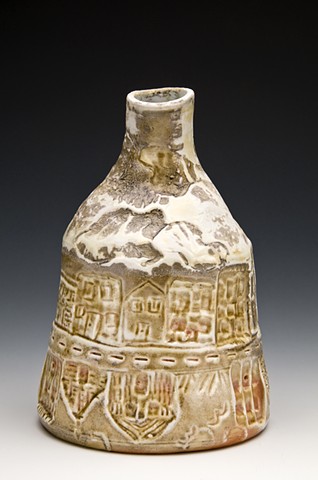 Woodfired prorcelian bottle  1st  time cityscape and house images show up in my work