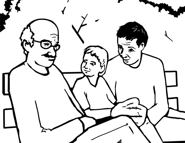 UUA curriculum for ages 3-7 coloring page for the story "Love Without Boundaries" that loving families come in all shapes, colors, and sizes