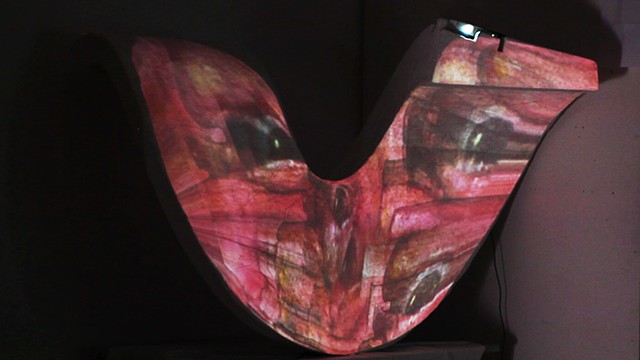Wall Sculpture with Projection Mapped Generative Motion Graphics