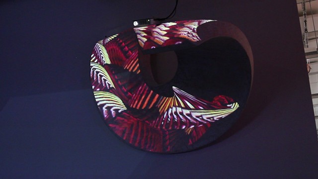 Wall Sculpture with Projection Mapped Generative Motion Graphics