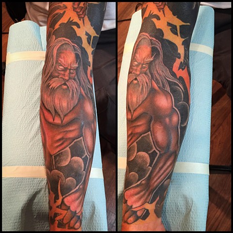 Zach's Zeus Tattoo by tattoo artist Fran Massino of Stay Humble Tattoo Company in Baltimore Maryland