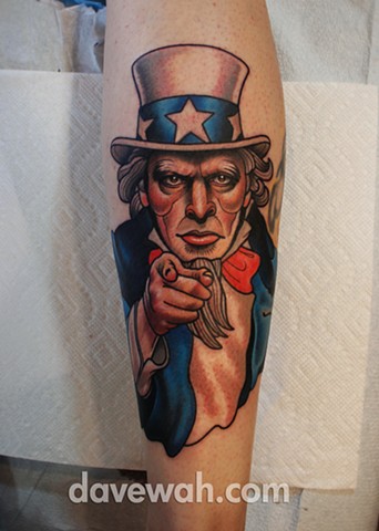 Uncle Sam tattoo by dave wah at stay humble tattoo company in baltimore maryland