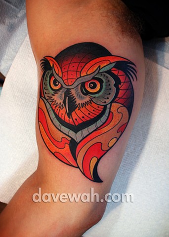 owl tattoo by dave wah at stay humble tattoo company in baltimore maryland