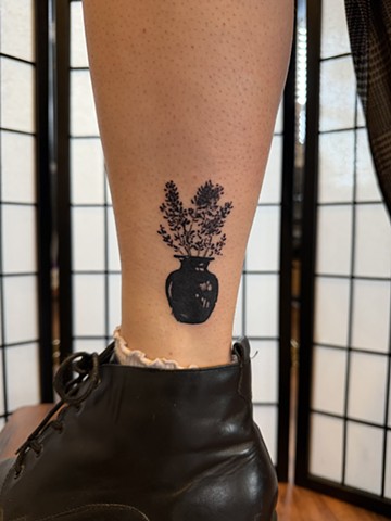 Vase tattoo by Connie Kang