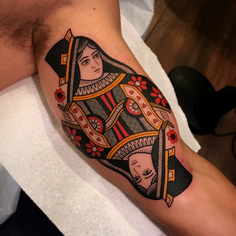 queen of hearts tattoo by dave wah at stay humble tattoo company in baltimore maryland the best tattoo shop and artist in baltimore maryland