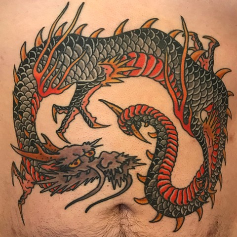 Japnese Dragon  by Fran Massino at stay humble tattoo company in baltimore maryland the best tattoo shop and artist in baltimore maryland specializing in Japanese tattoo