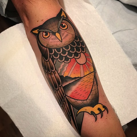 owl tattoo by dave wah at stay humble tattoo company in baltimore maryland the best tattoo shop and artist in baltimore maryland