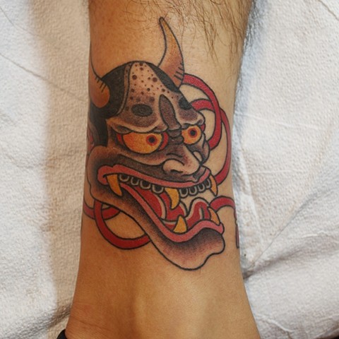 Vinnie's Hannya tattoo by Fran Massino of Stay Humble Tattoo Company in Baltimore Maryland