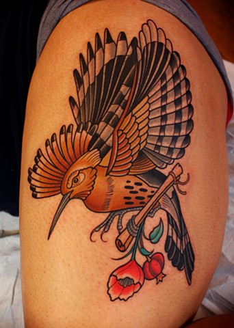 hoopoe bird tattoo by dave wah at stay humble tattoo company in baltimore maryland