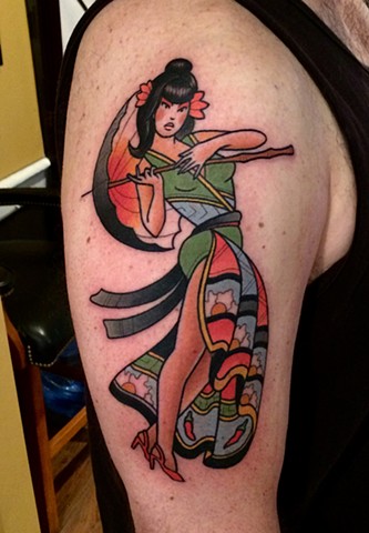 pin up tattoo by dave wah at stay humble tattoo company in baltimore maryland the best tattoo shop in baltimore maryland 
