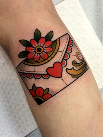 Love letter tattoo by Dave Wah