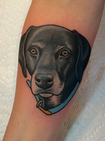 dog portrait tattoo by dave wah at stay humble tattoo company in baltimore maryland the best tattoo shop in baltimore maryland