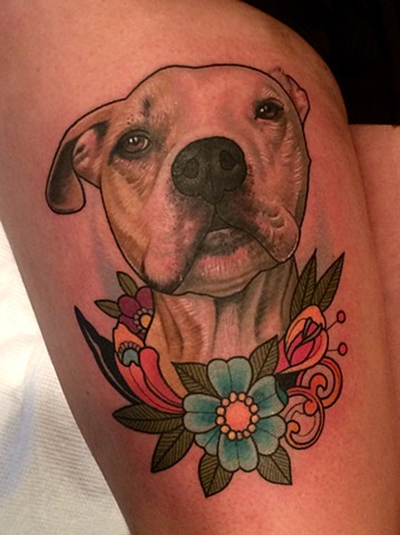 dog portrait tattoo by dave wah at stay humble tattoo company in baltimore maryland the best tattoo shop in baltimore maryland
