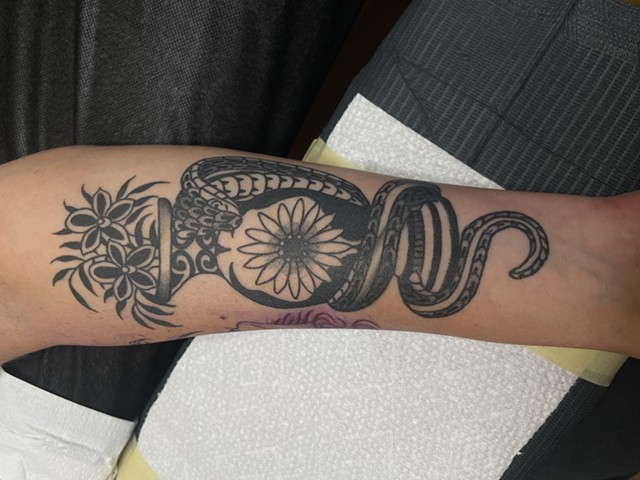 Cobra vase coverup tattoo by Alecia Thomasson
