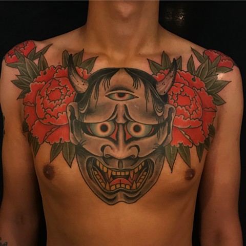 Hannya Tattoo by Fran Massino at stay humble tattoo company in baltimore maryland the best tattoo shop and artist in baltimore maryland specializing in Japanese tattoo