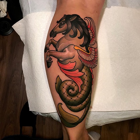hippocampus tattoo by dave wah at stay humble tattoo company in baltimore maryland the best tattoo shop and artist in baltimore maryland