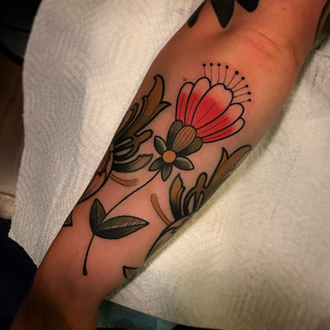 flower tattoo by dave wah