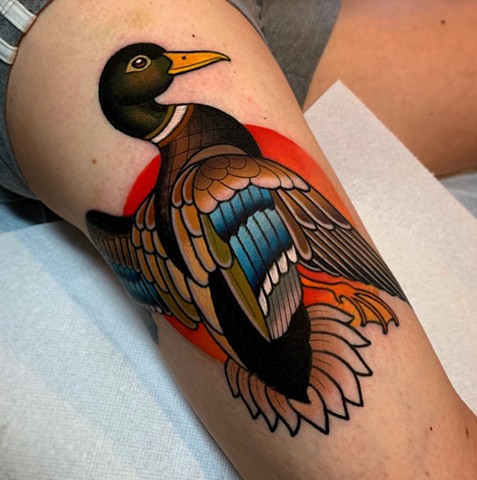 duck tattoo by dave wah at stay humble tattoo company in baltimore maryland the best tattoo shop and artist in baltimore maryland