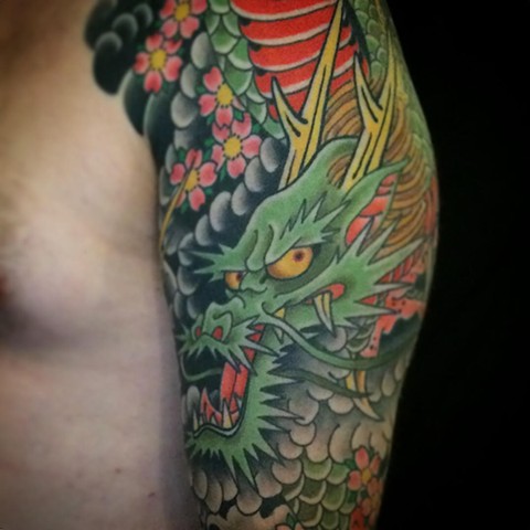 new school japanese dragon tattoo