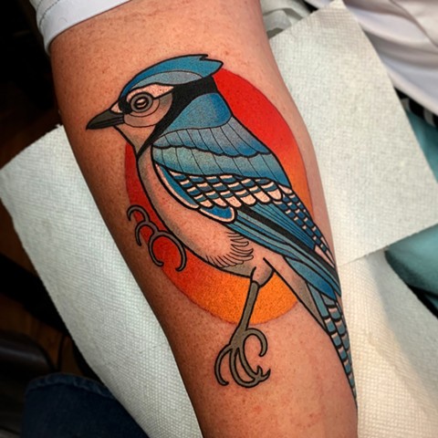 blue jay tattoo by tattoo artist dave wah at stay humble tattoo company in baltimore maryland the best tattoo shop in baltimore maryland