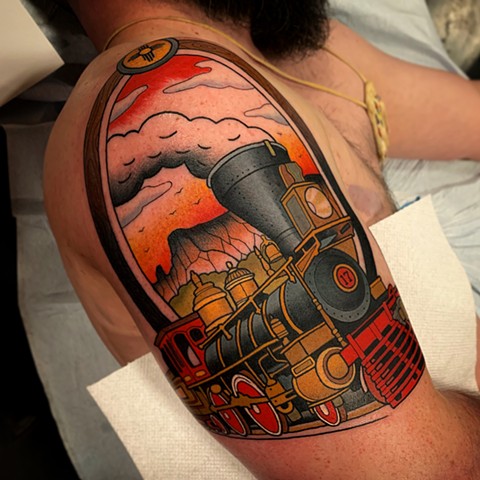 train tattoo by dave wah at stay humble tattoo company in baltimore maryland the best tattoo shop and artist in baltimore maryland