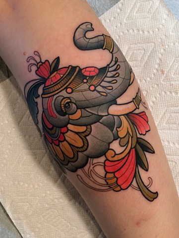 Elephant tattoo by Dave Wah