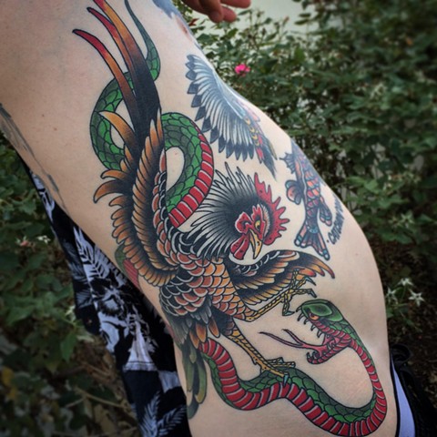 Japanese Style snake and rooster 