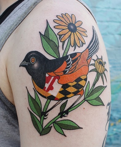 Toby's Maryland State Pride Tattoo by Fran Massino of Stay Humble Tattoo Company in Baltimore Maryland