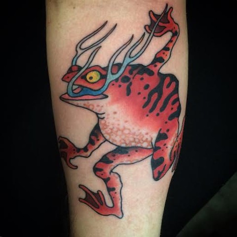Frog tattoo by Fran Massino