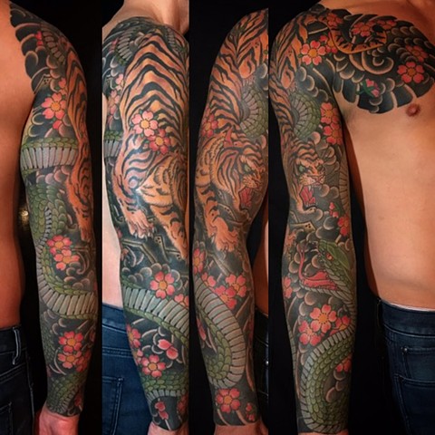 Japanese Tattoo Baltimore Maryland Virginia New York Traditional Custom Tiger and snake