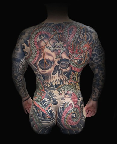 Dragon and Skull Backpiece by Fran Massino